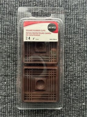 Likewise 2” Square Rubber Furniture Cups Set of 4 Brown